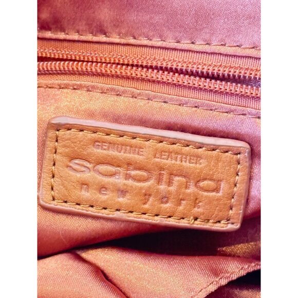 Sabina NY Leather Fold Over Crossbody Bag With Adjustable Strap Cognac - Picture 5 of 10